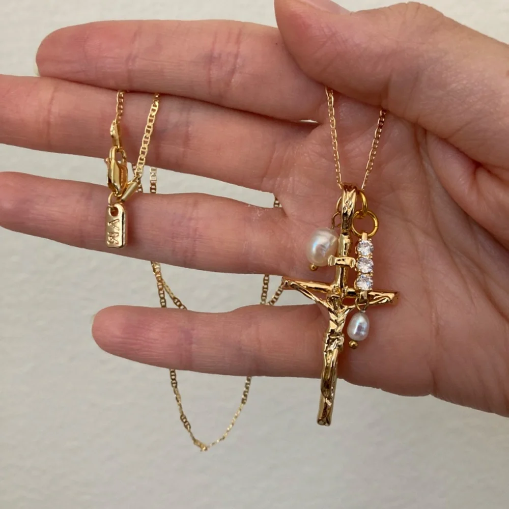 New Vanessa Mooney charm necklace pearl cross charm jewelry necklace statement - Picture 6 of 6